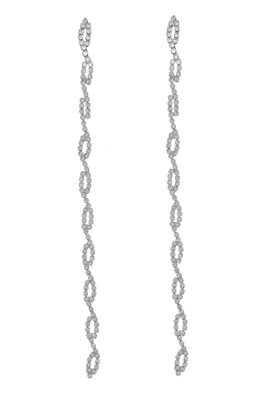 Silver Rhinestone Long Earrings