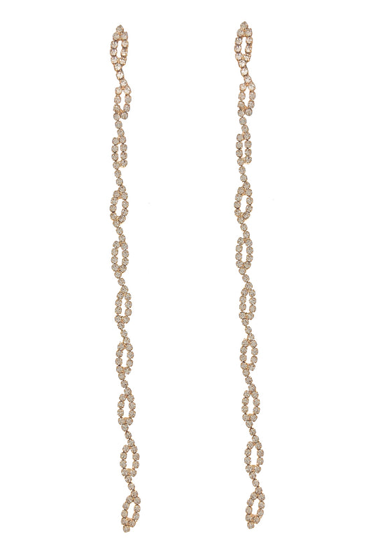 Gold Rhinestone Long Earrings