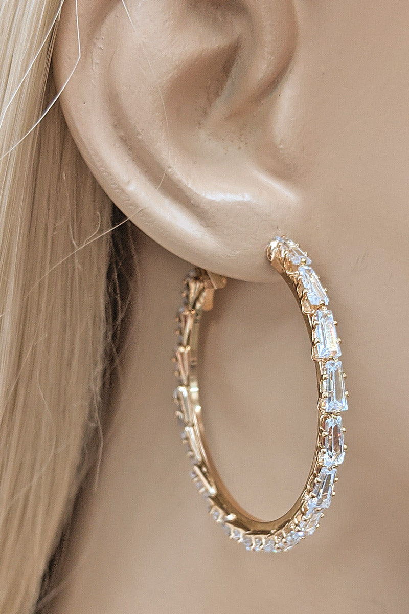 Gold Rhinestone Hoop Earring