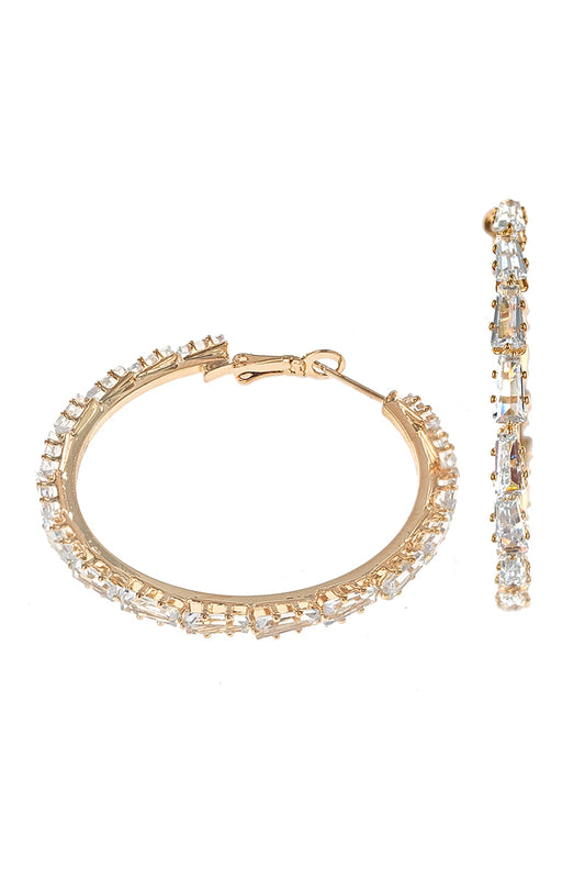Gold Rhinestone Hoop Earring