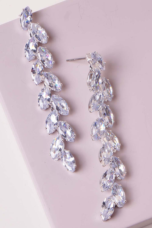 Silver Cubic Zirconia Marquise Drop Earrings
