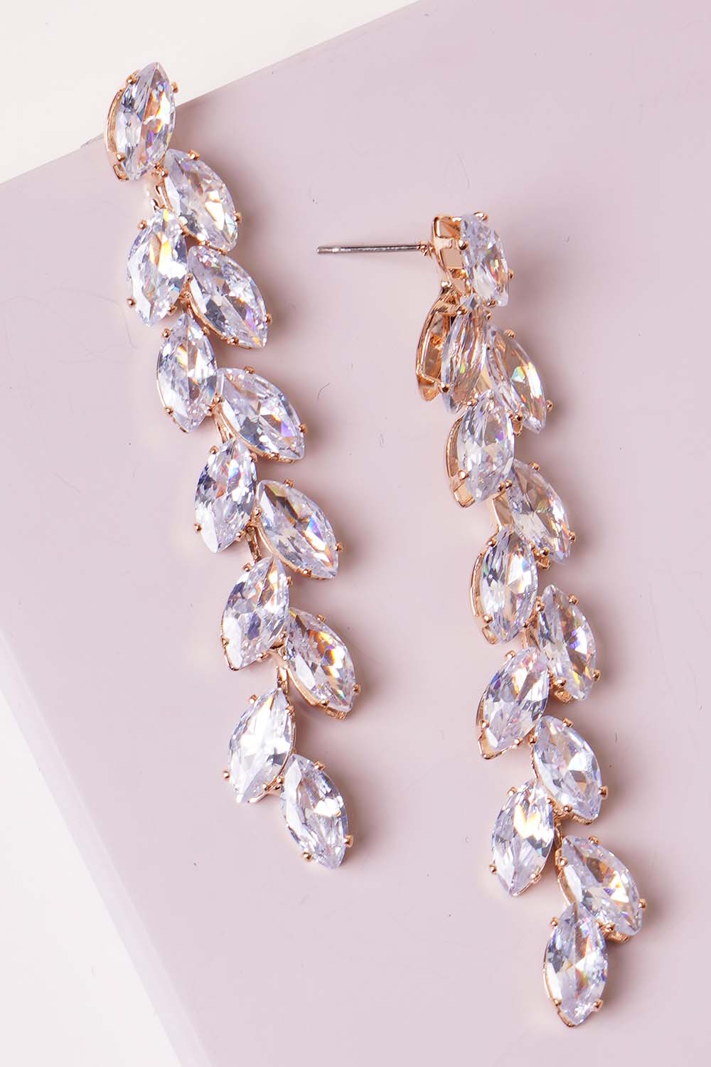 Gold Cubic Zirconia Marquise Drop Earrings