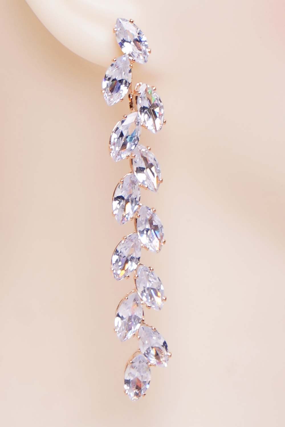 Gold Cubic Zirconia Marquise Drop Earrings