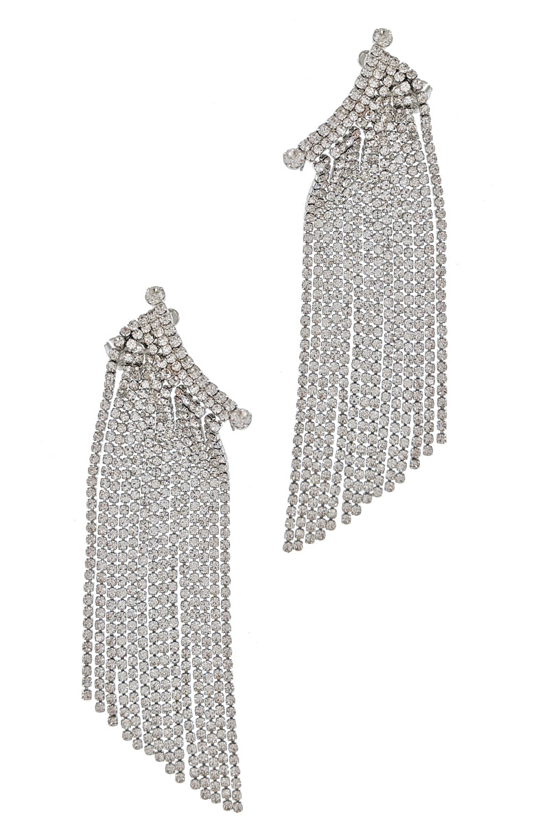 Silver Rhinestone Cascade Earrings