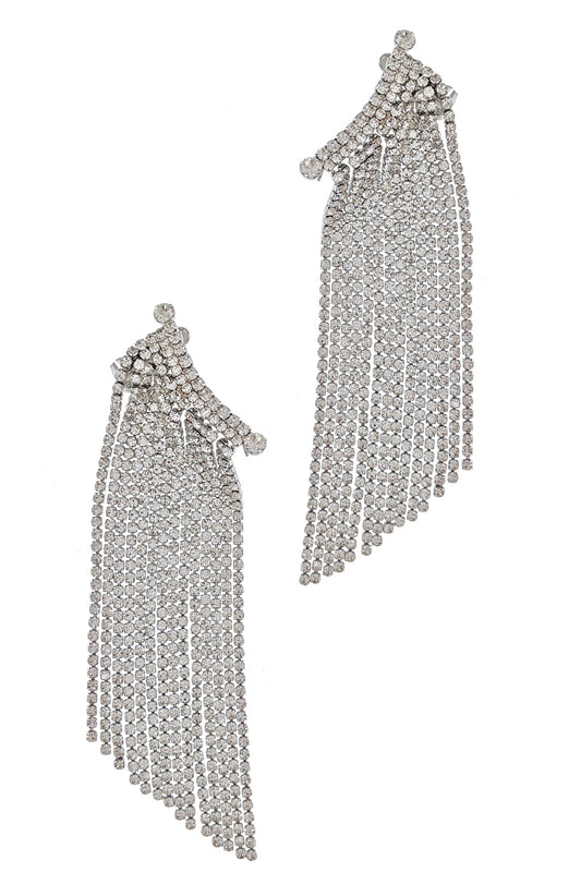 Silver Rhinestone Cascade Earrings
