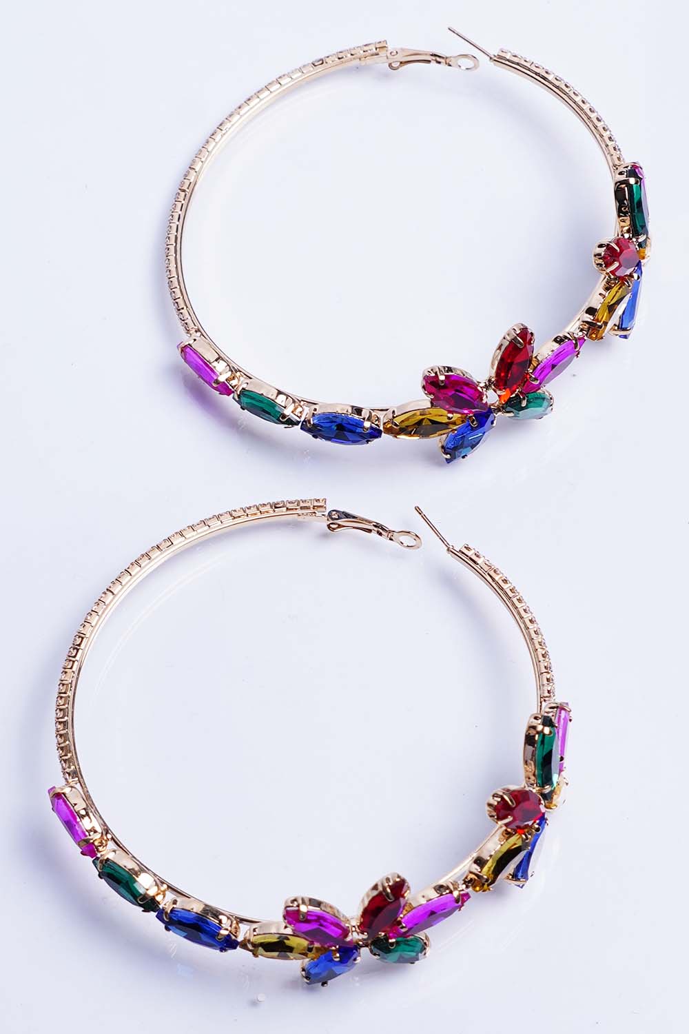 Multi Color Rhinestone Hoop Earrings