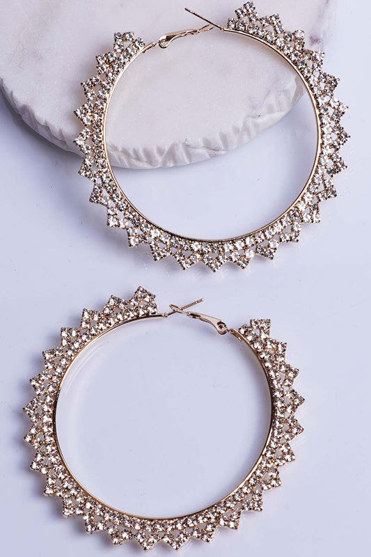 Gold Rhinestone Hoop Earrings