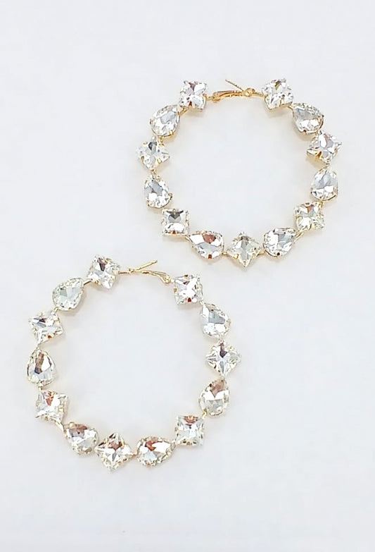 Gold Rhinestone Hoop Earrings