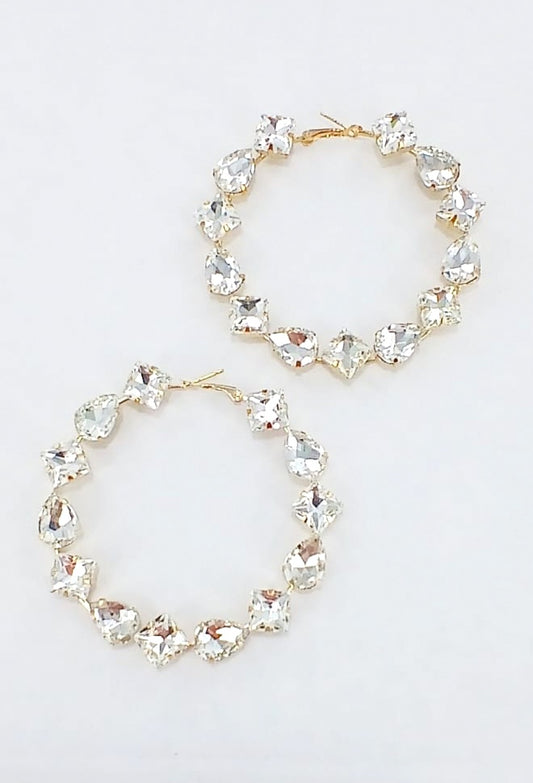 Gold Rhinestone Hoop Earrings