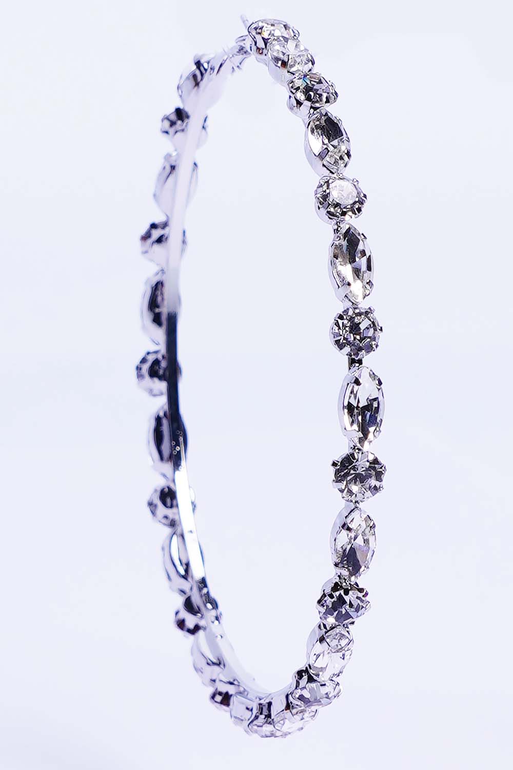 Silver Rhinestone Hoop Earrings