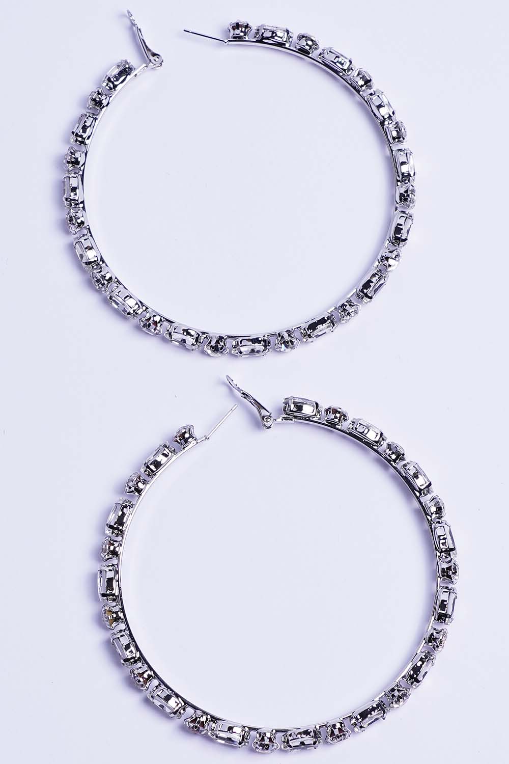 Silver Rhinestone Hoop Earrings