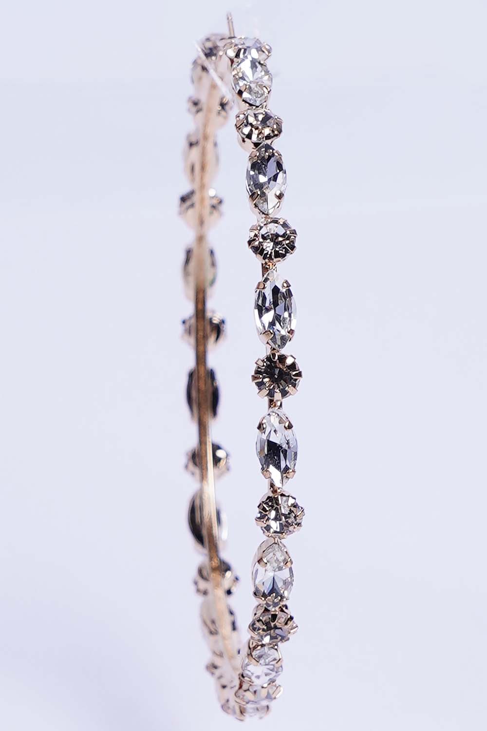 Gold Rhinestone Hoop Earring