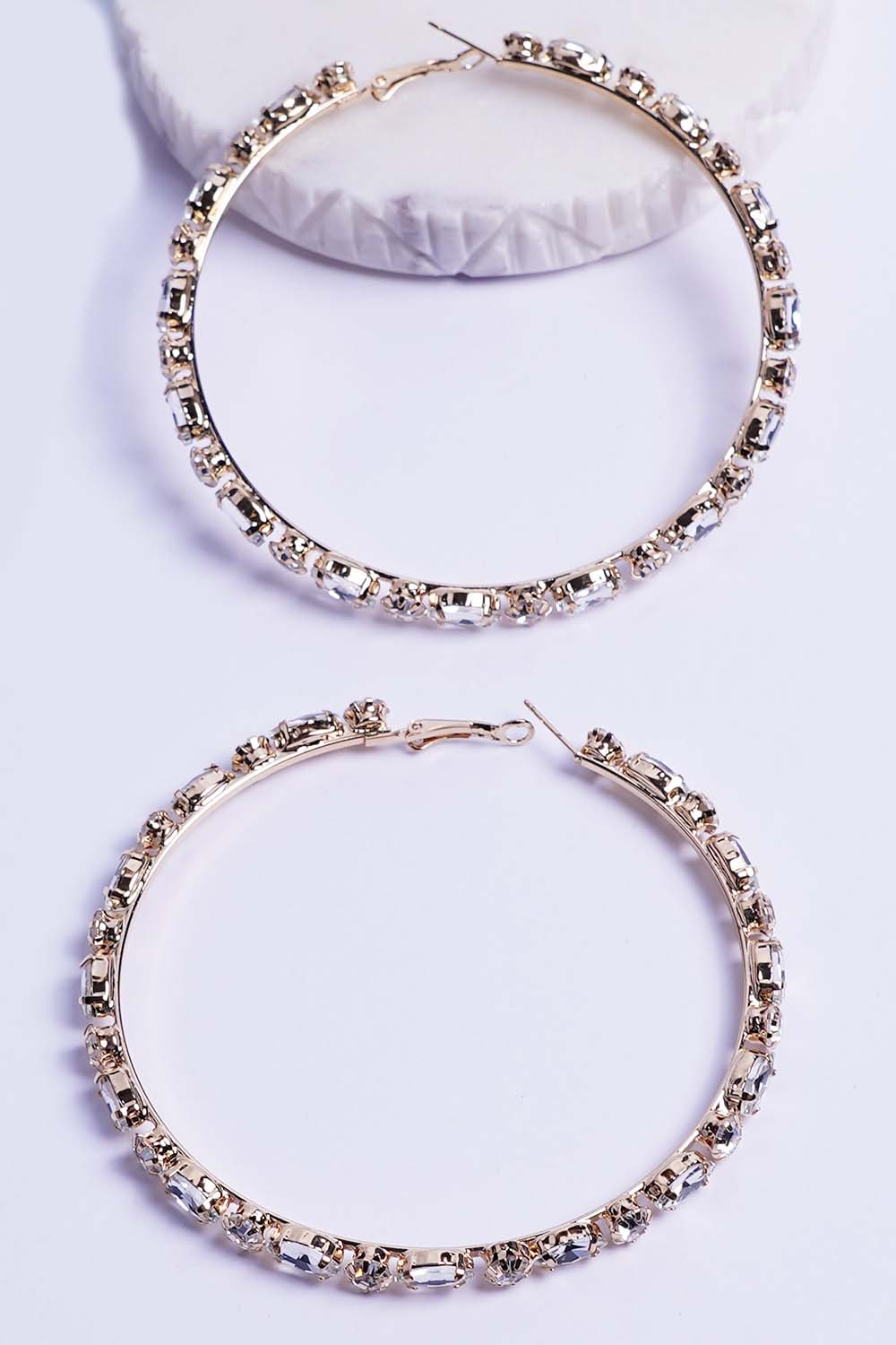 Gold Rhinestone Hoop Earring