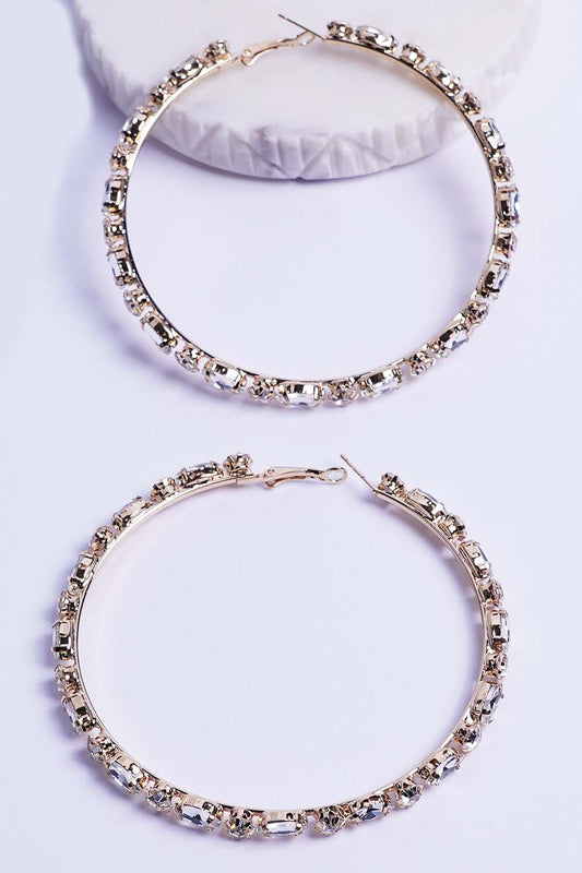 Gold Rhinestone Hoop Earring