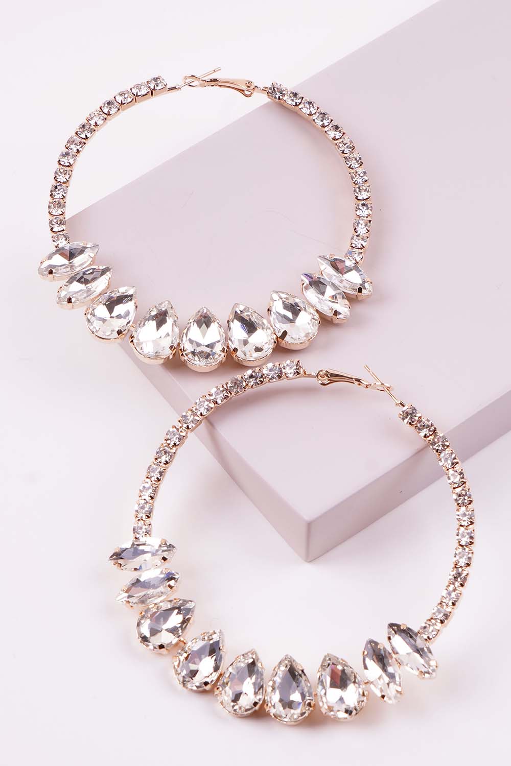 Gold Rhinestone Hoop Earrings
