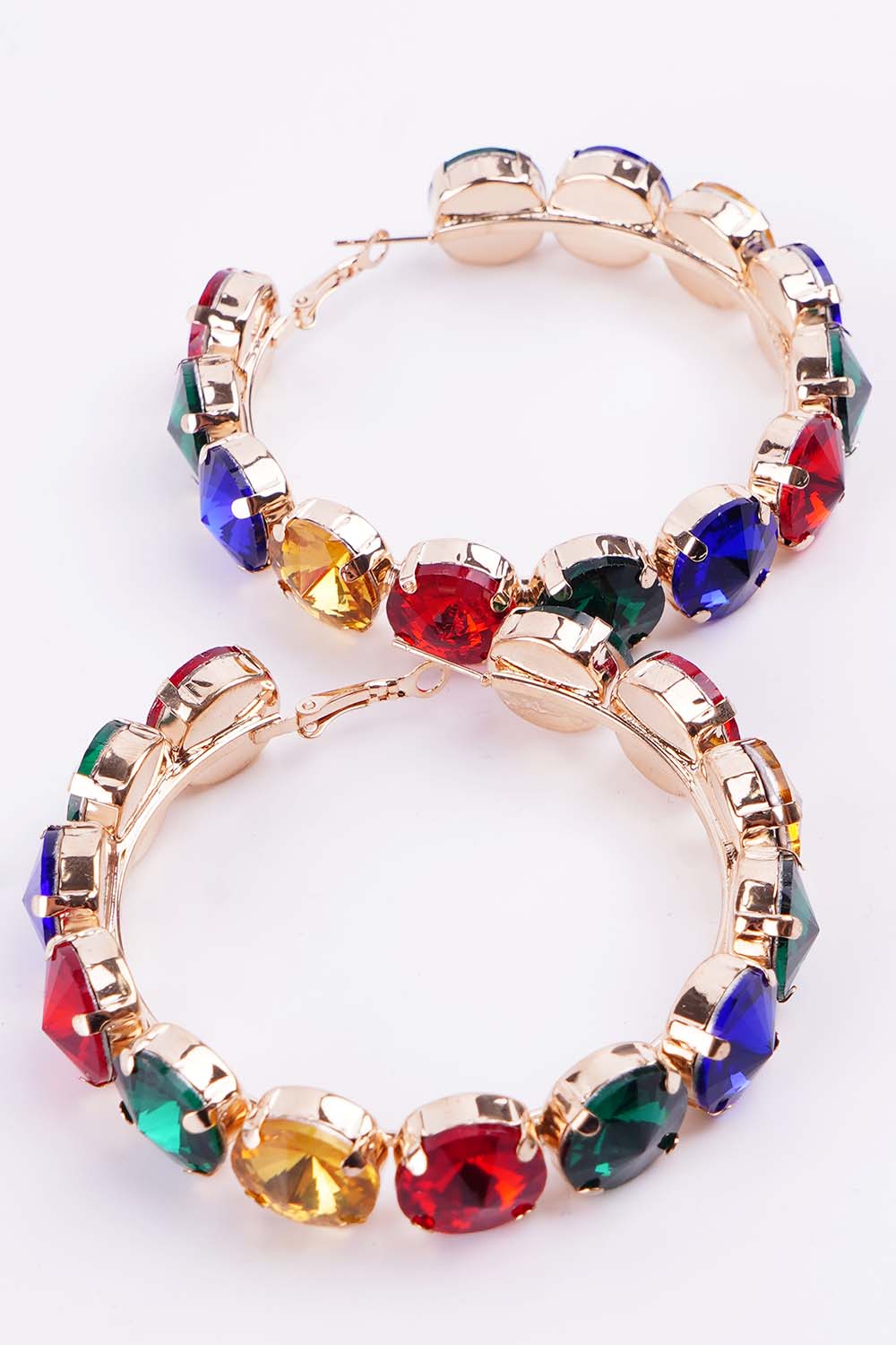 Multi Color Rhinestone Hoop Earrings