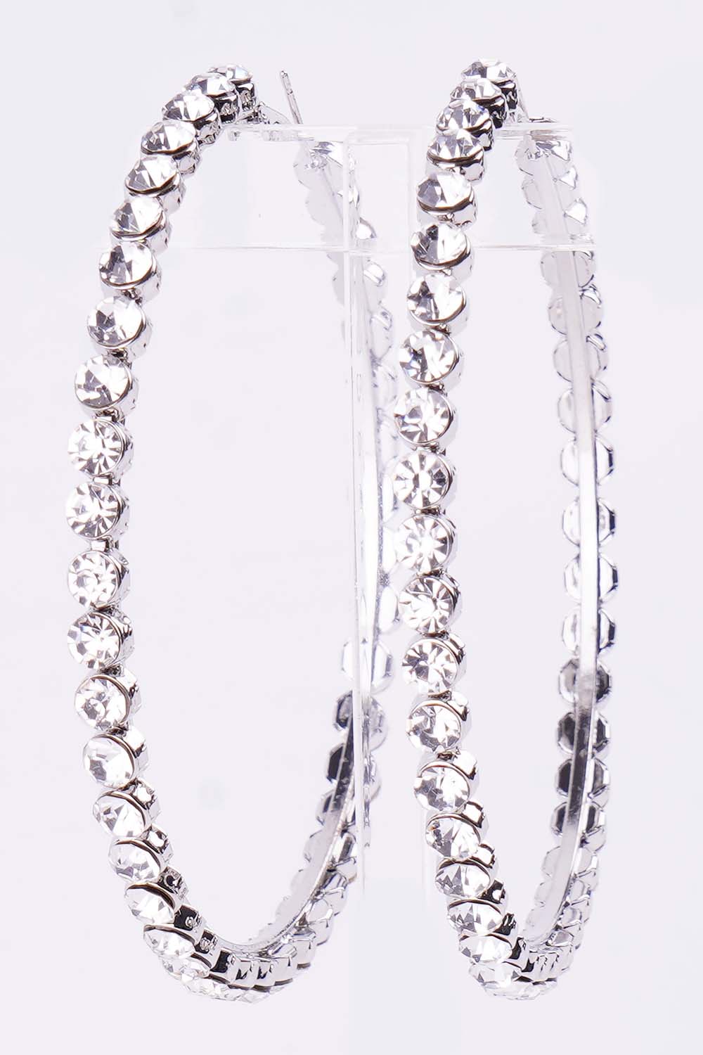 Silver Rhinestone Hoop Earrings