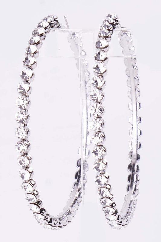 Silver Rhinestone Hoop Earrings