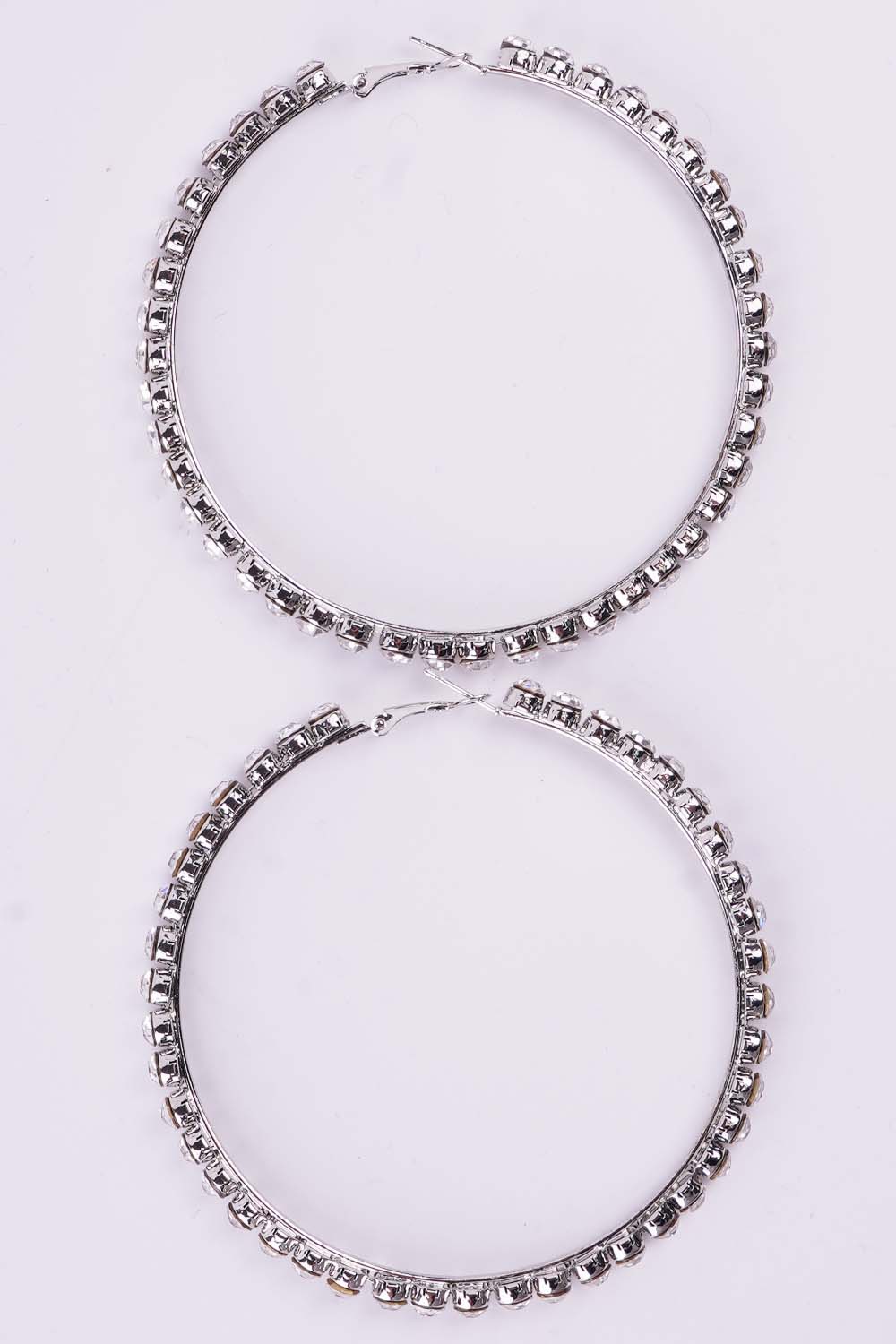 Silver Rhinestone Hoop Earrings