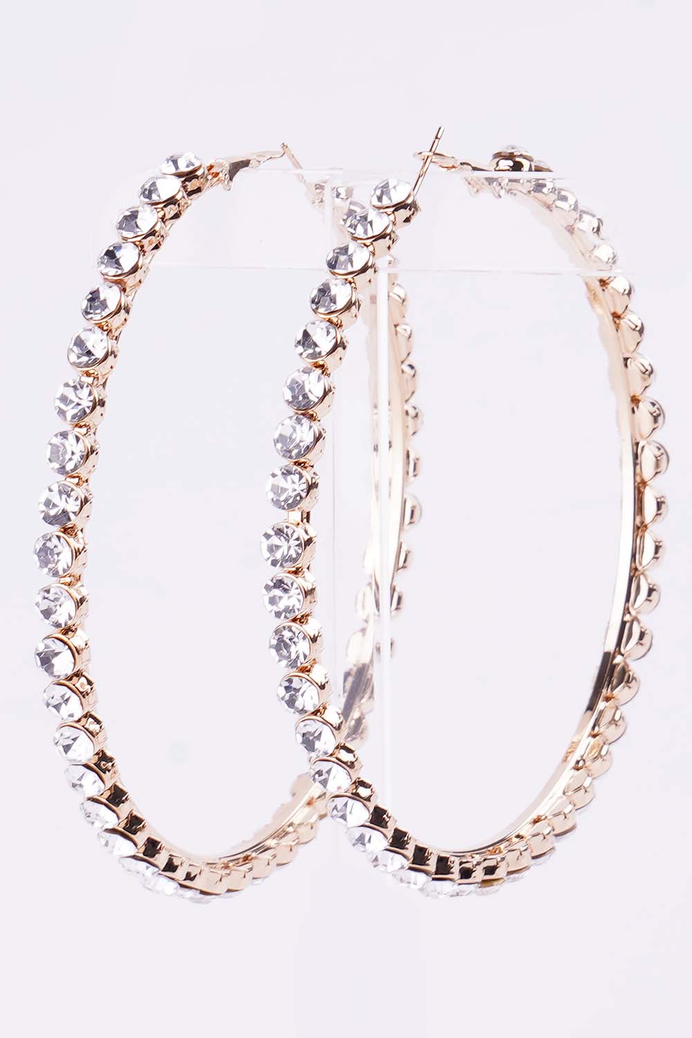 Gold Rhinestone Hoop Earring