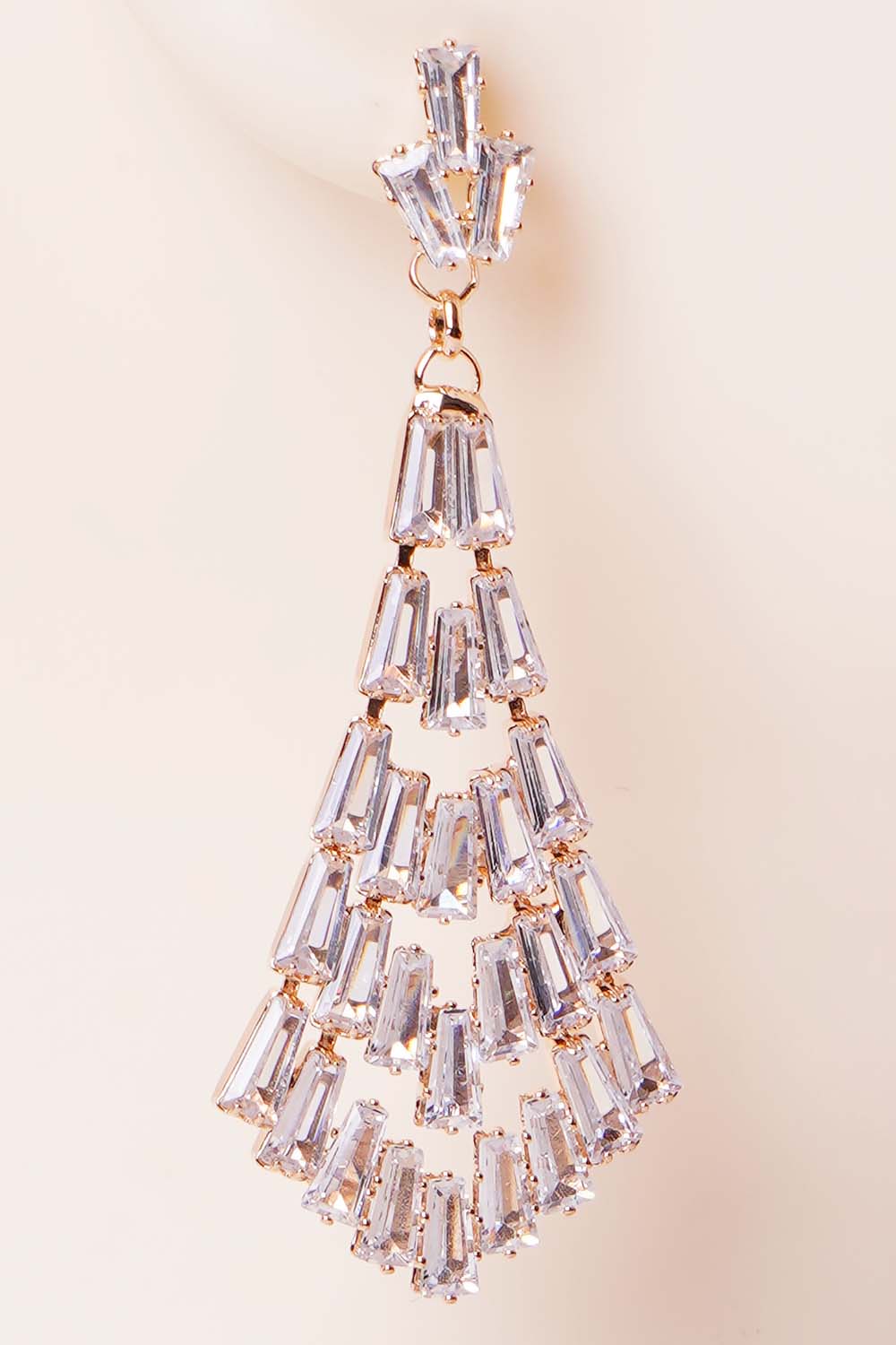 Gold Cubic Zirconia Rhombus Dangle Earrings