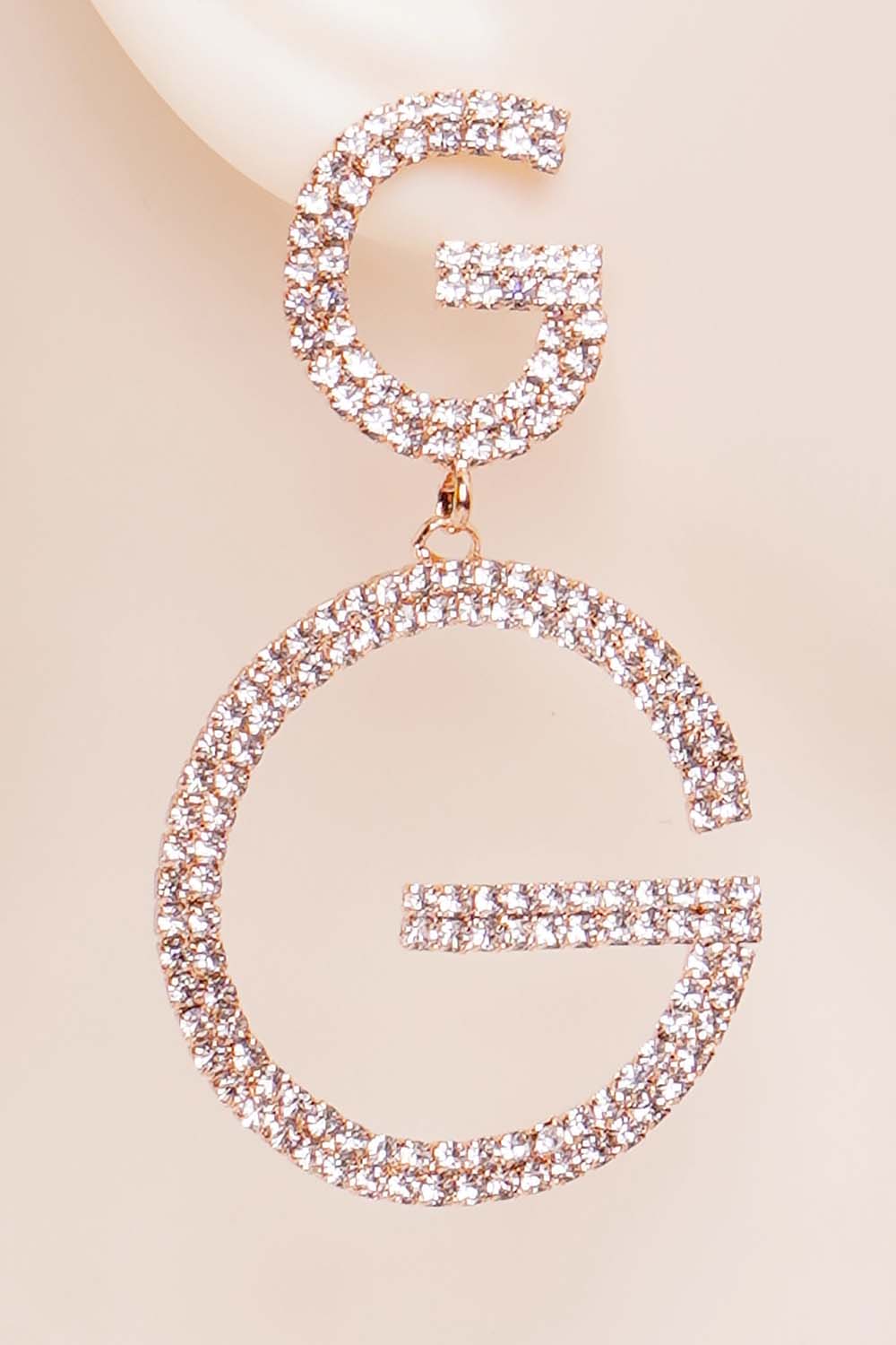 Gold Rhinestone Dangle Earrings