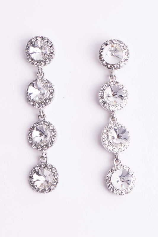 Silver Rhinestone Dangle Earrings