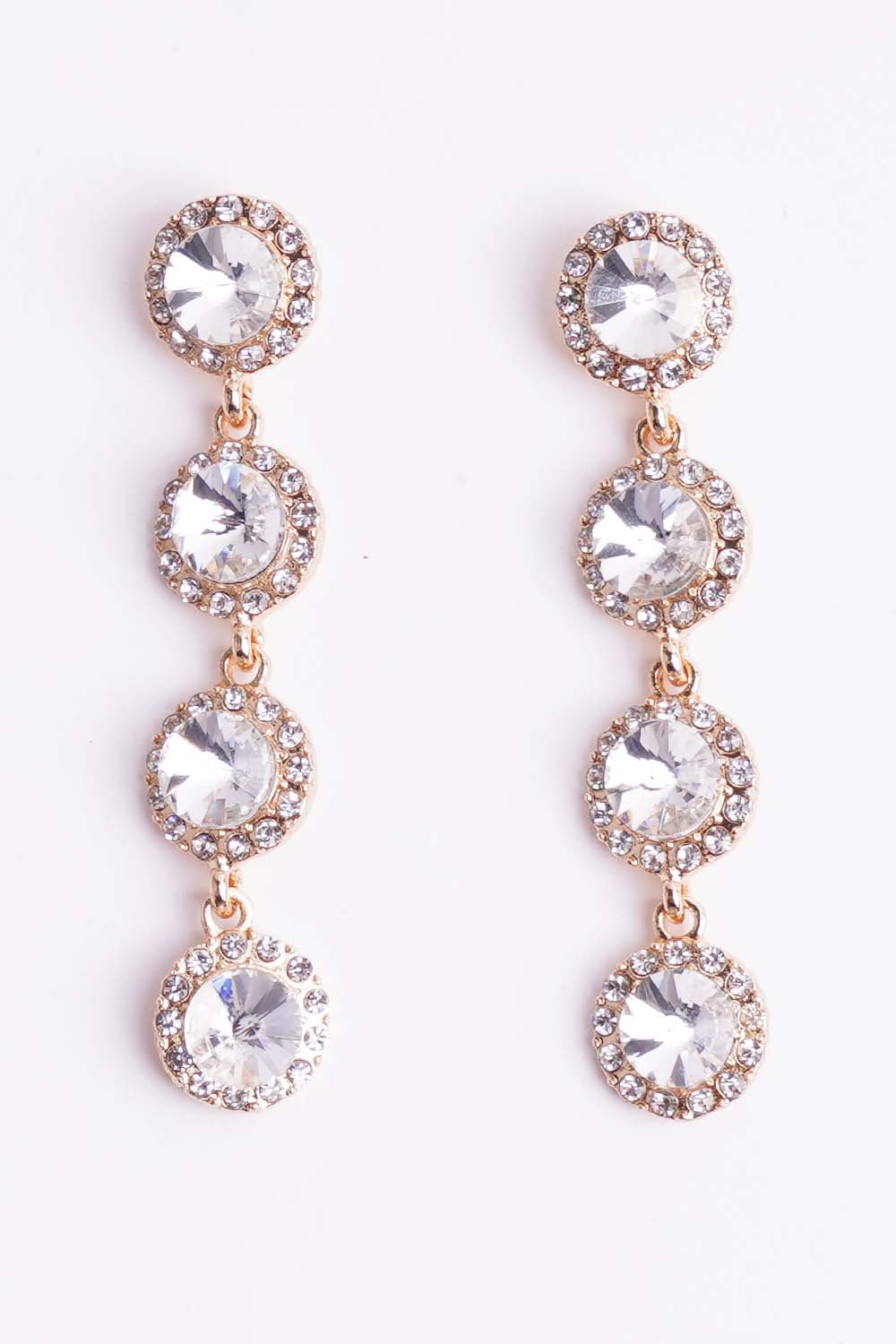 Gold Rhinestone Dangle Earrings