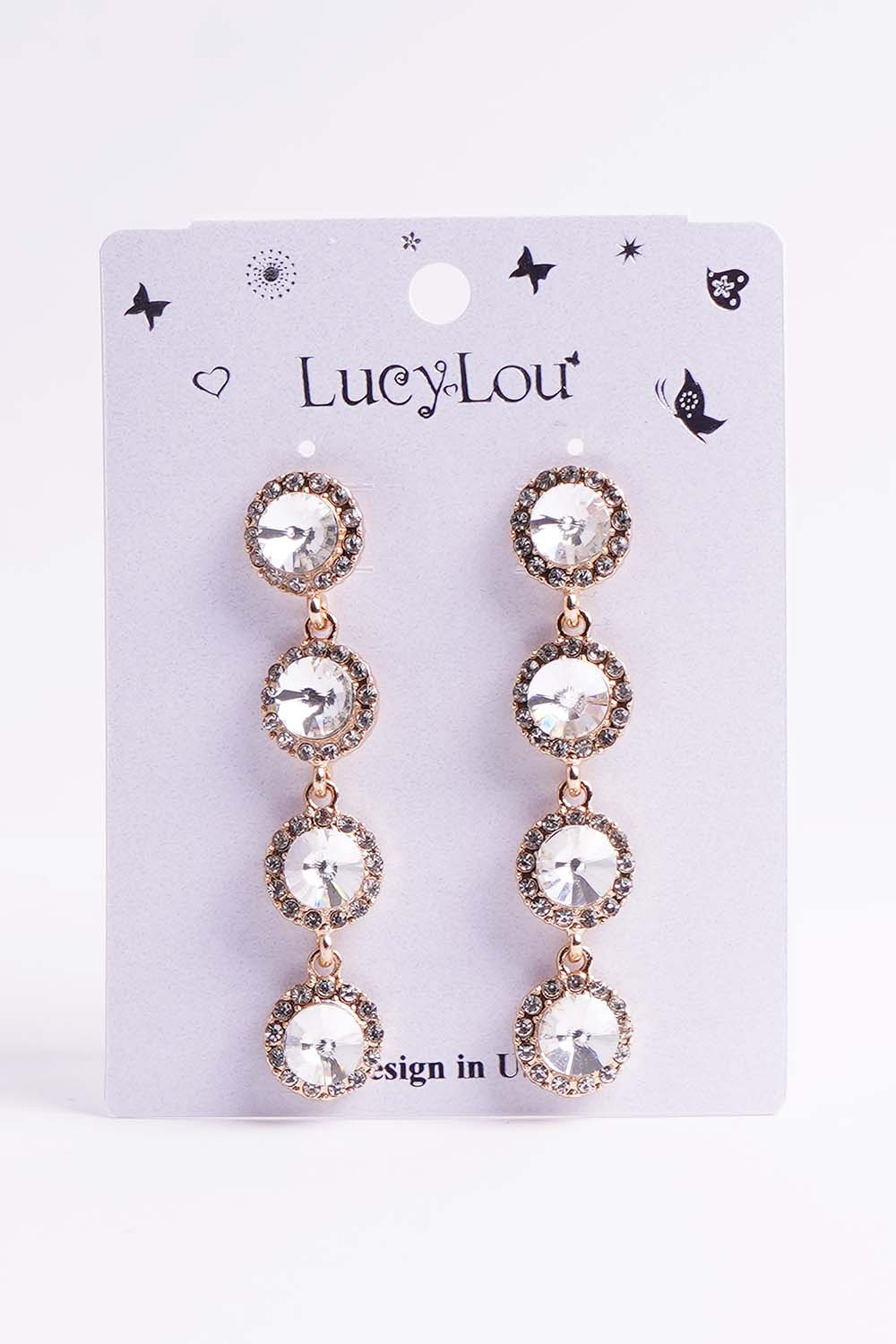 Gold Rhinestone Dangle Earrings