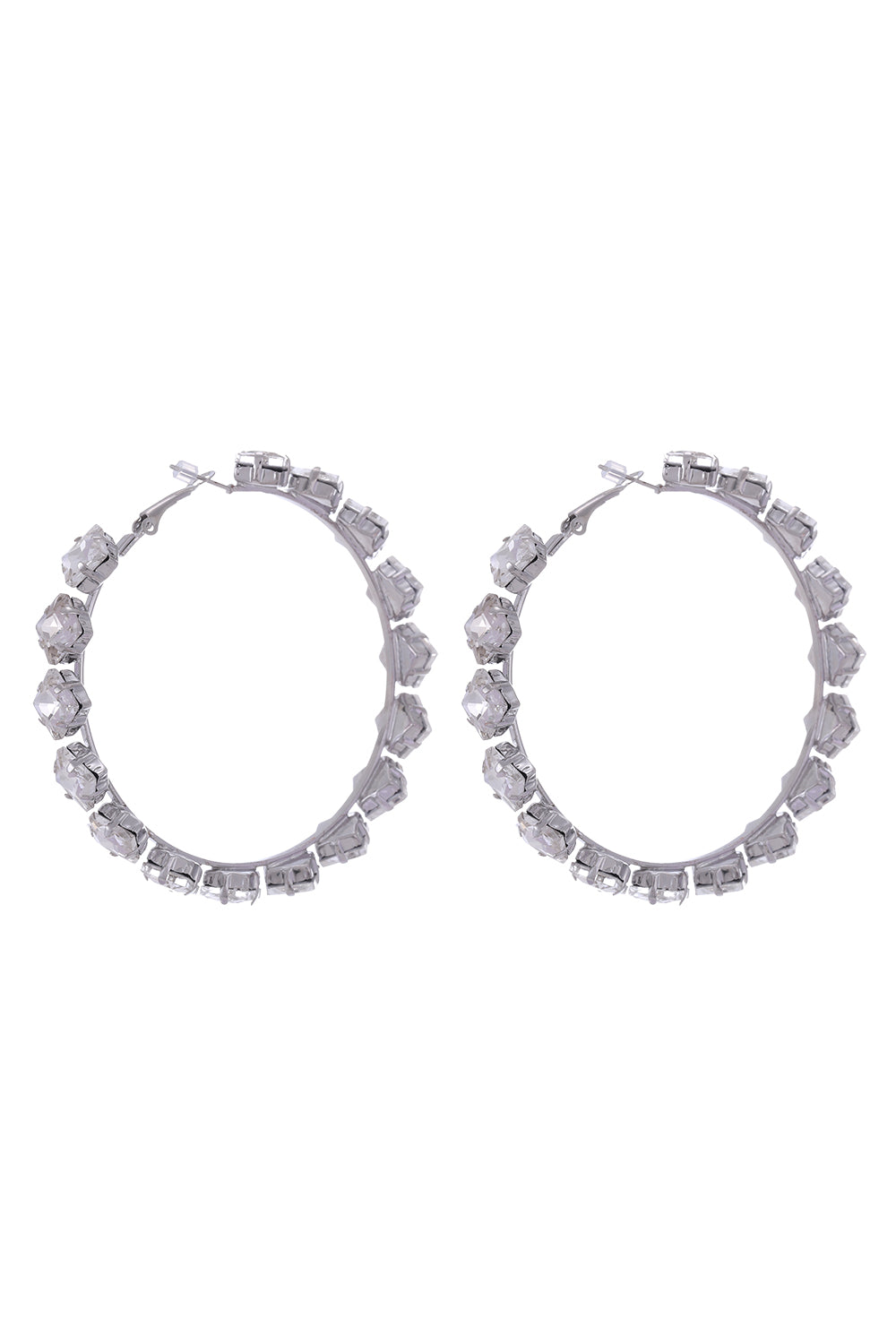 Silver Rhinestone Hoop Earrings