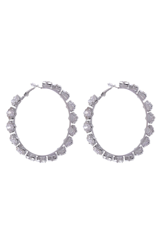 Silver Rhinestone Hoop Earrings