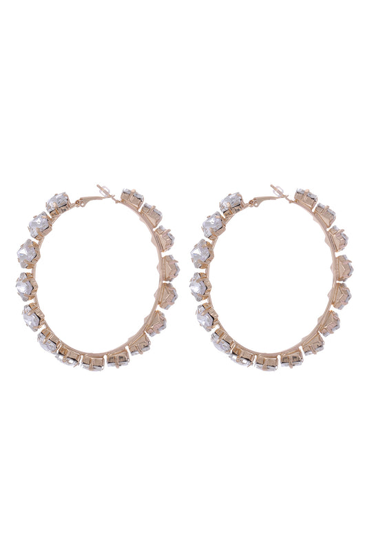 Gold Rhinestone Hoop Earrings