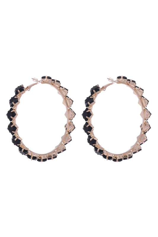 Black Rhinestone Hoop Earrings