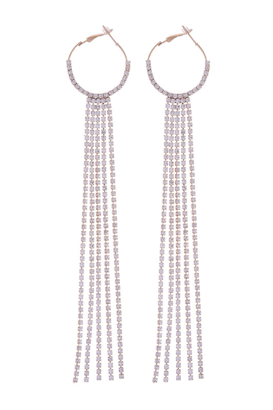 Gold Rhinestone Tassel Earrings