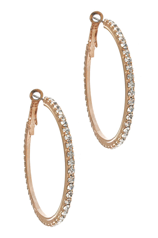 Gold Rhinestone Hoop Earring