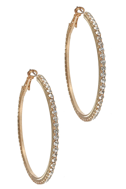 Gold Rhinestone Hoop Earring