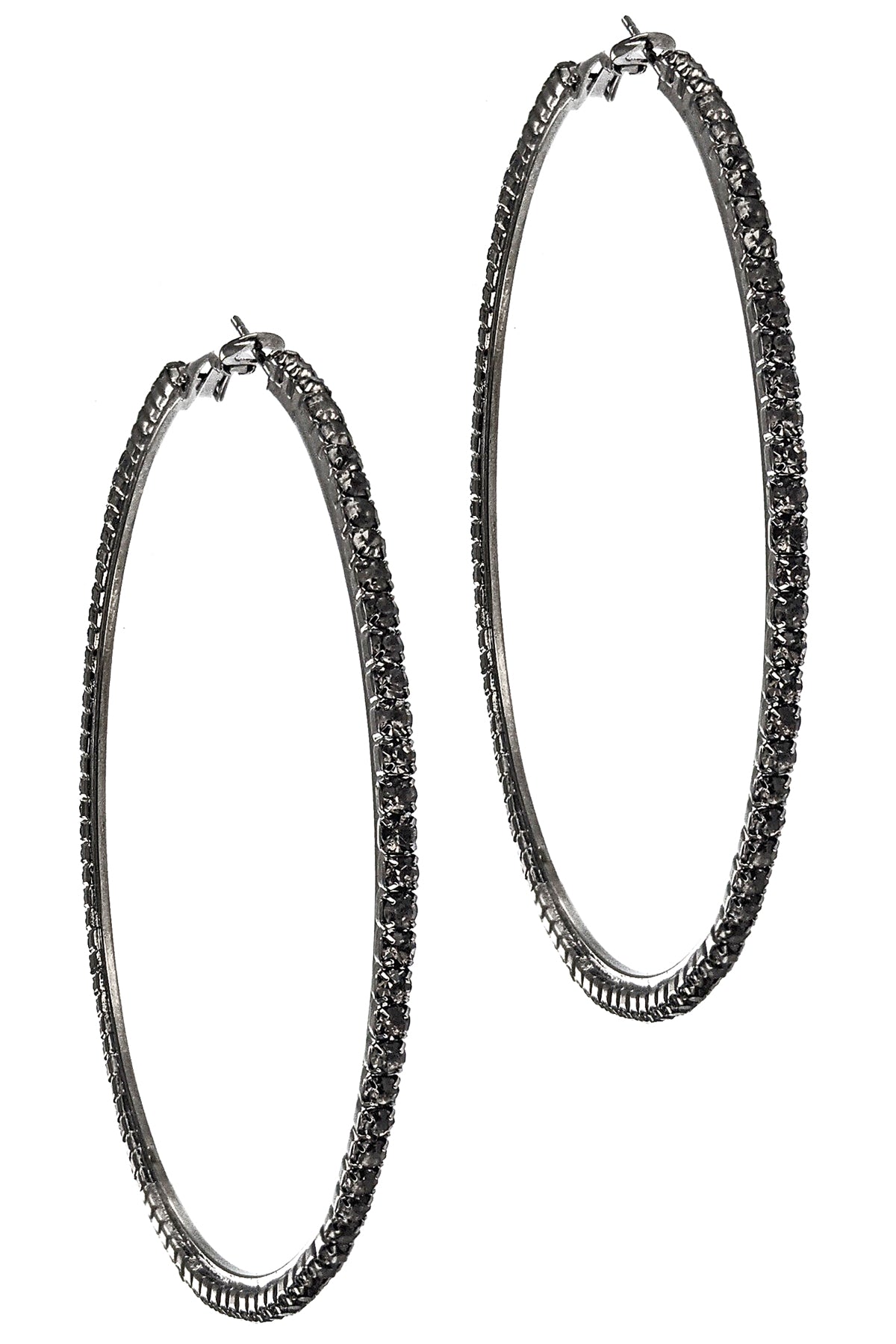 Black Rhinestone Hoop Earring