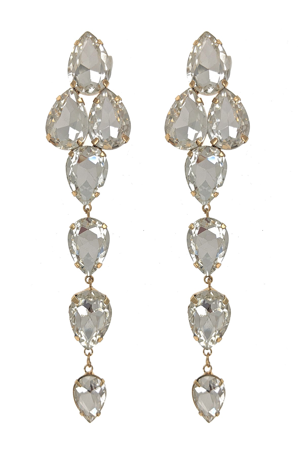 Gold Rhinestone Long Dangle Earrings