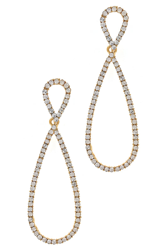 Gold Rhinestone Teardrop Dangle Earrings