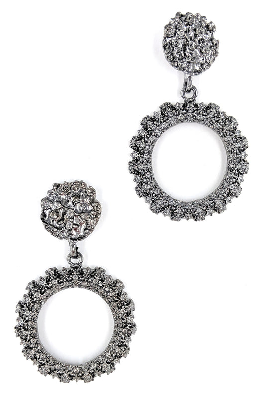 Hematite Metallic Dangle Earring