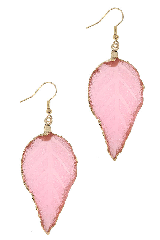 Pink Druzy Stone Lead Earrings