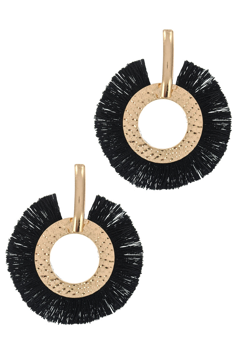 Black Tassel Hoop Earring