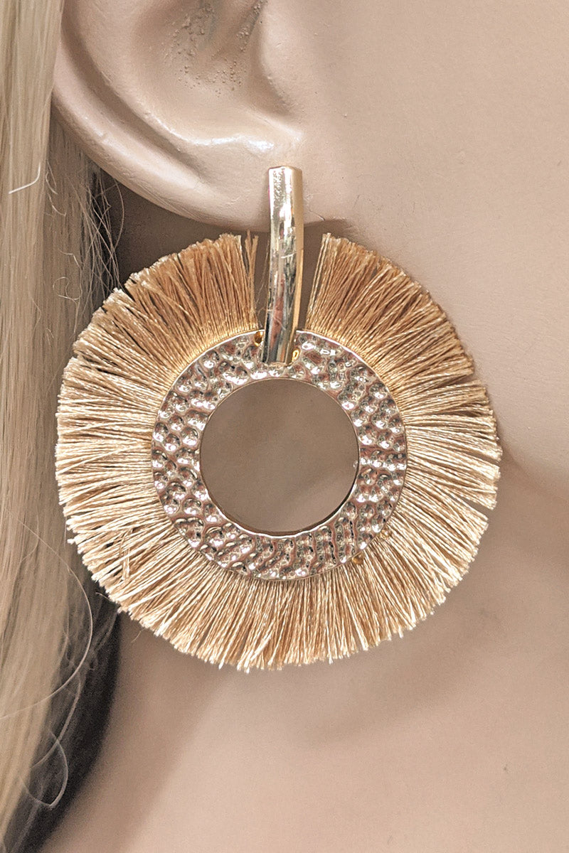 Natural Tassel Hoop Earring