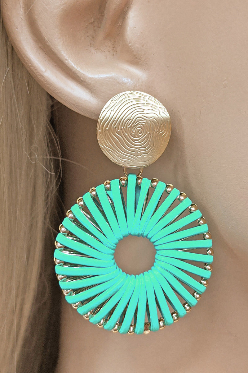 Mint Leather Thread Fashion Earrings