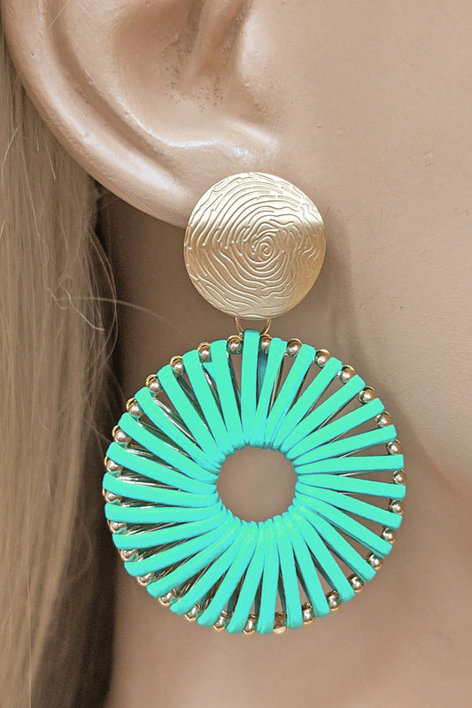 Mint Leather Thread Fashion Earrings