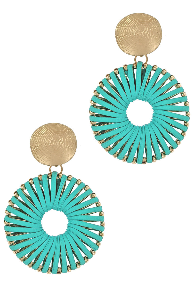 Mint Leather Thread Fashion Earrings