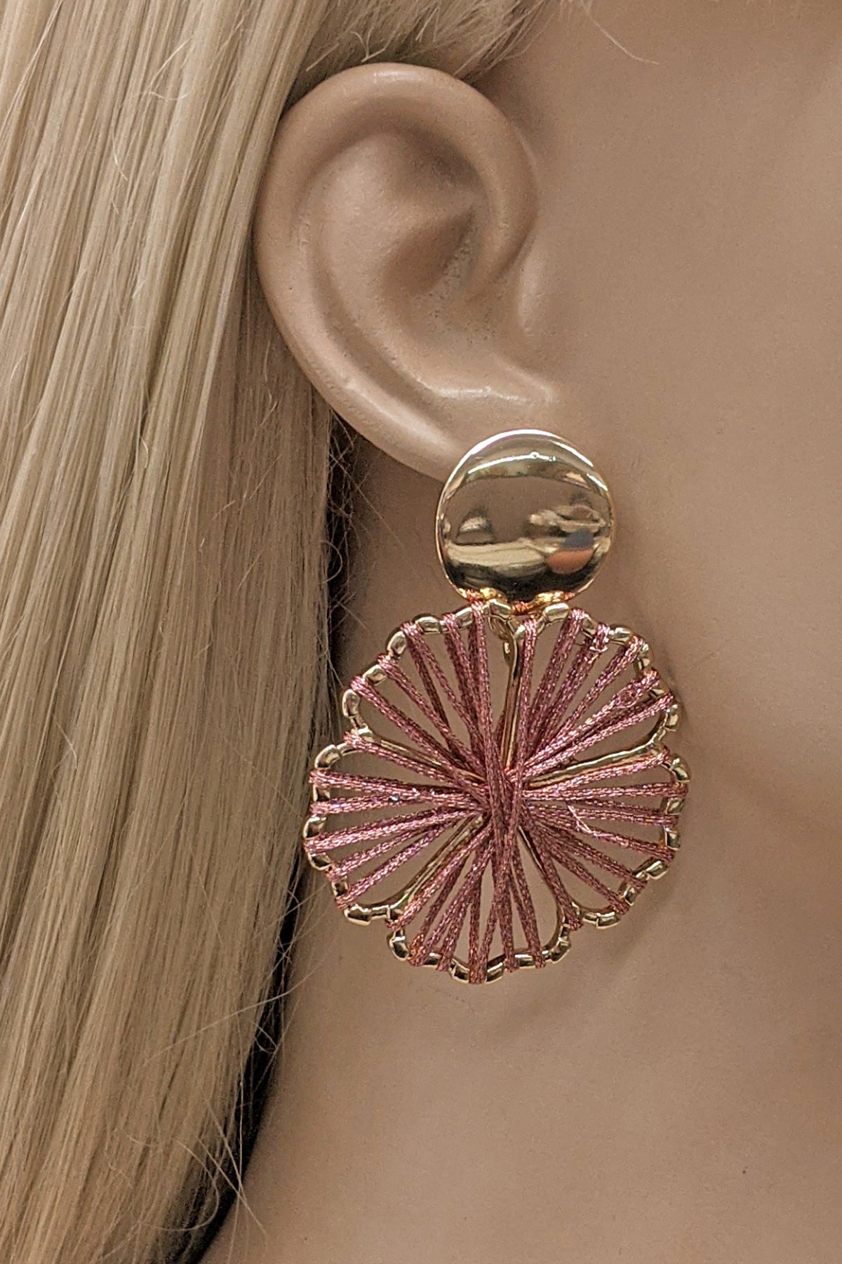 Pink	 Satin Silky Threaded Fashion Earrings