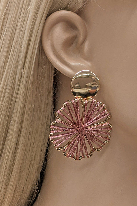Pink	 Satin Silky Threaded Fashion Earrings
