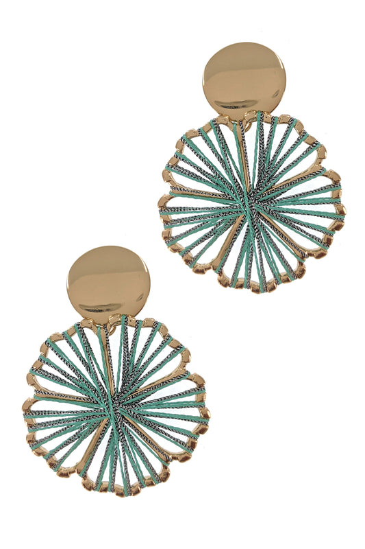 Turquoise Satin Silky Threaded Fashion Earrings