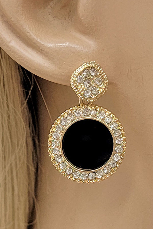 Black Resin Circle Dangle Earrings